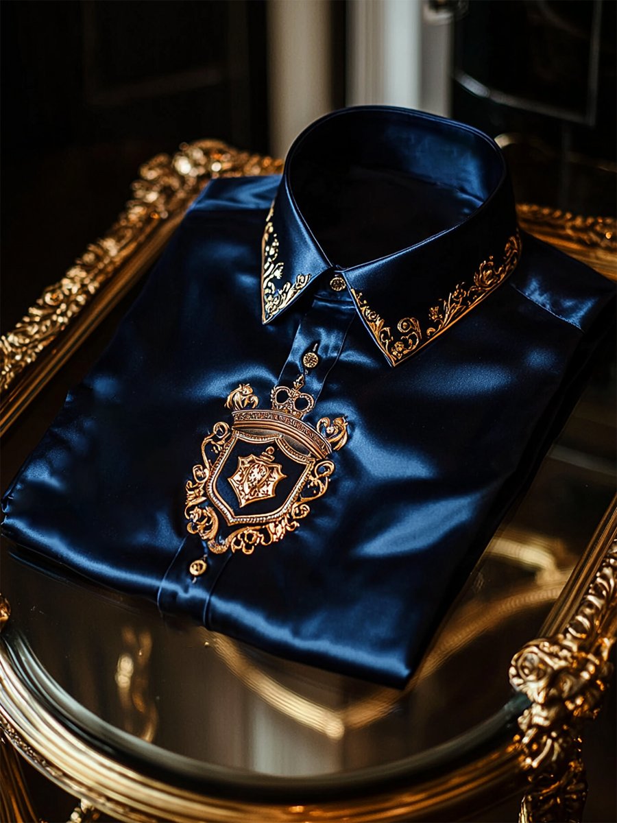para hombre Satin Luxe de manga larga con botones camisa