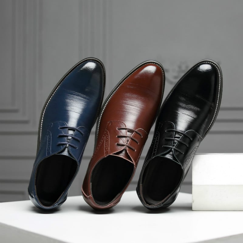 Zapatos Versatile Toe Toe Glossy ejecutivo casual cuero para hombre