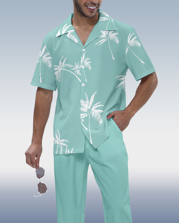 Camisa Rianmond Hawaiian estampado de manga corta Walking Set 3 Colors 414 para hombre