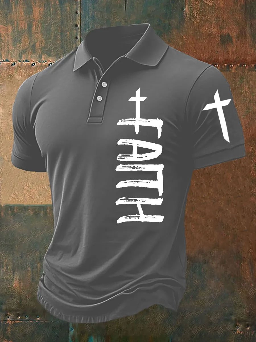 Camisa polo Faith Cross estampado para hombre
