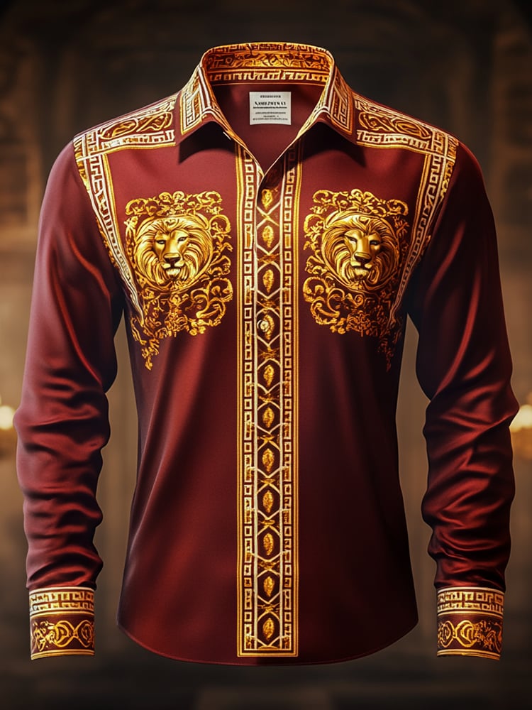 Camisa satén Luxe de manga larga con botones para hombre