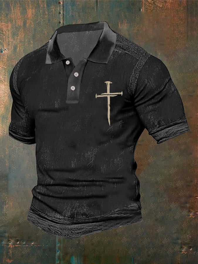 Casual retro Contrast Color Faith Polo para hombre