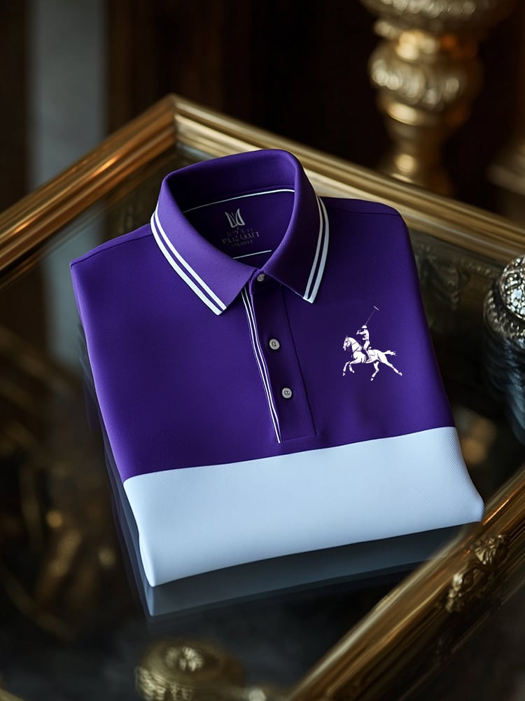 Camisa polo clásico ejecutivo Check Logo Button de manga corta para hombre
