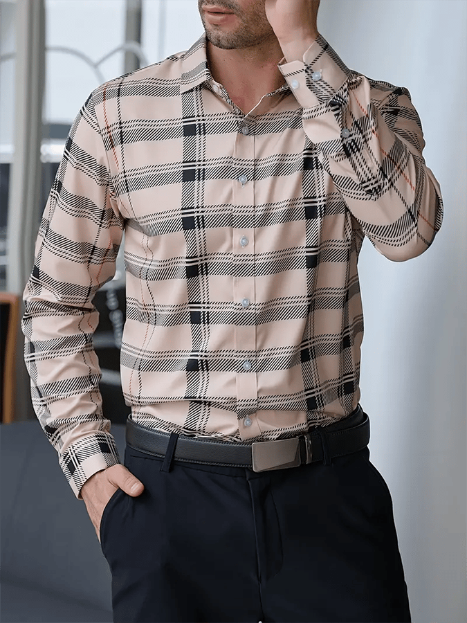 Camisa a cuadros ejecutivo casual para hombre