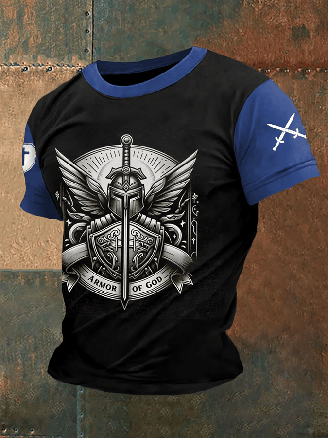 Armor Of God estampado casual Tee para hombre