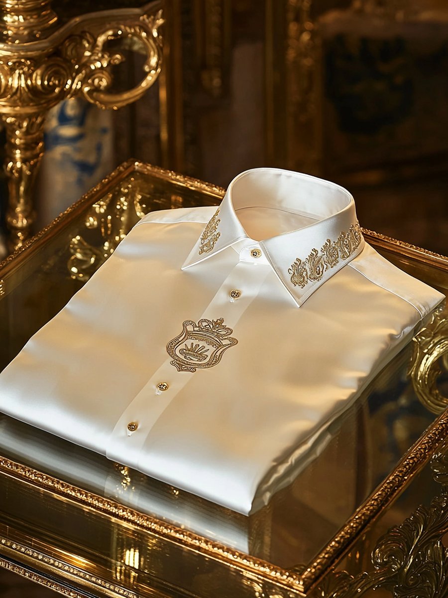 Camisa satén de lujo ejecutivo de manga larga para hombre