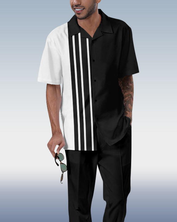 Camisa Rianmond en bloques de color estampado de manga corta Walking Set 3 Colors 371 para hombre