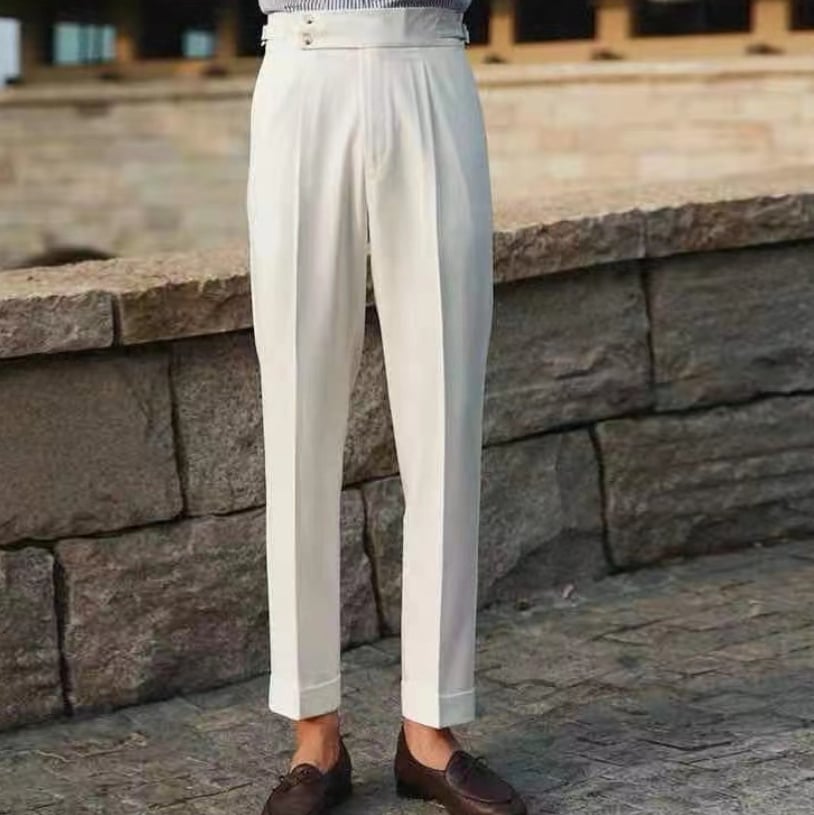 Casual de color sólido Straight Trousers para hombre