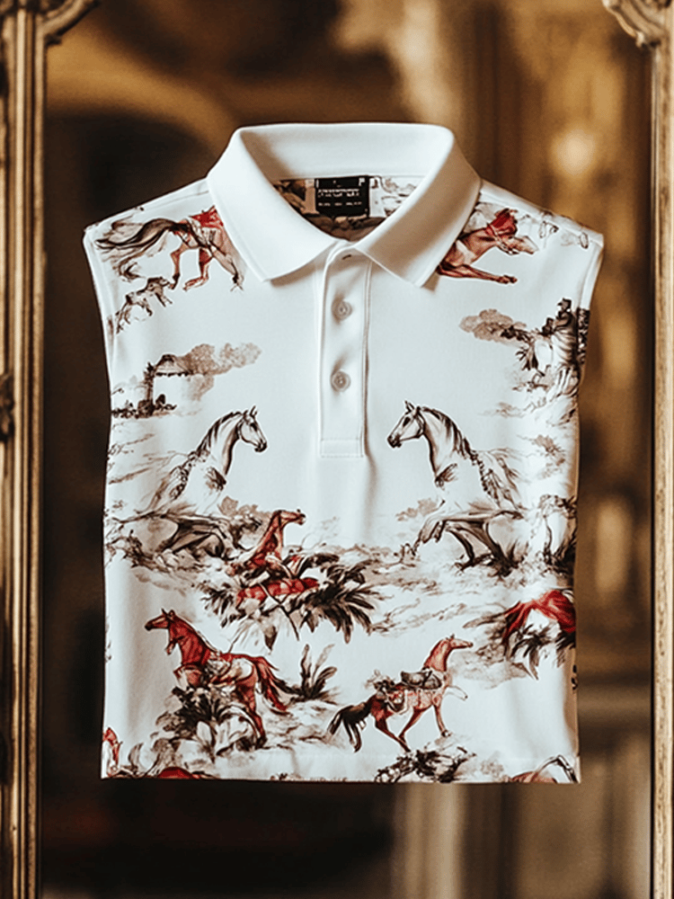 Camiseta Horse Racing de manga corta Polo para hombre