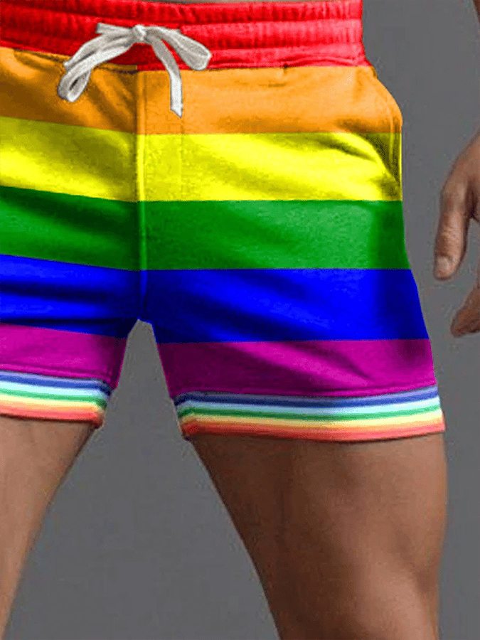 Shorts Rainbow rayas casual para hombre