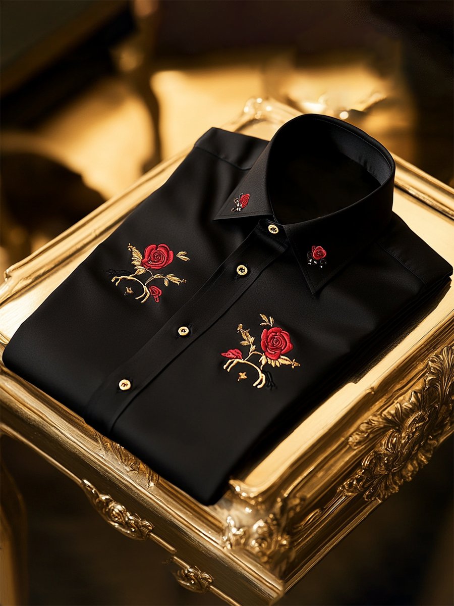 Camisa casual ejecutivo Rose de manga larga para hombre