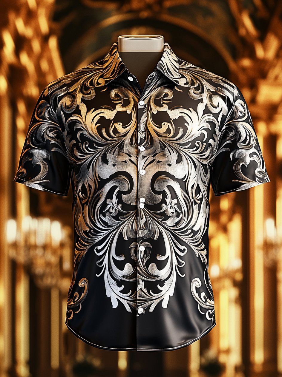 Camisa satén de manga corta para hombre