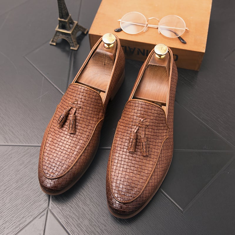 Zapatos ejecutivo casual Simple de moda Tassel cuero para hombre