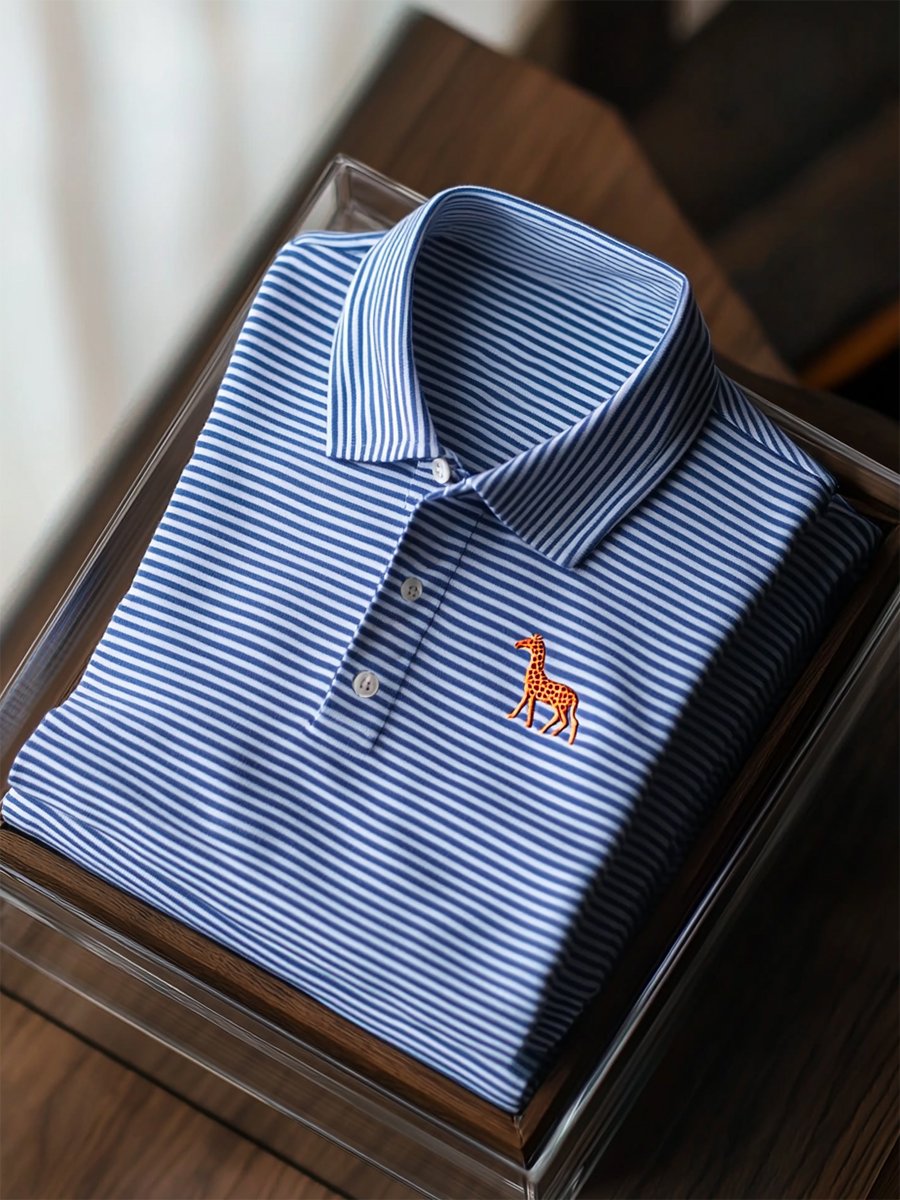 Camisa polo ejecutivo casual a rayas Button de manga corta para hombre