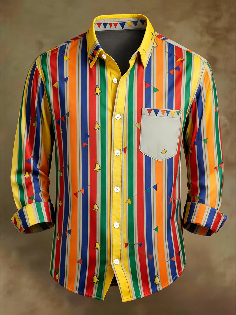 Camisa Mardi Gras Party de manga larga para hombre