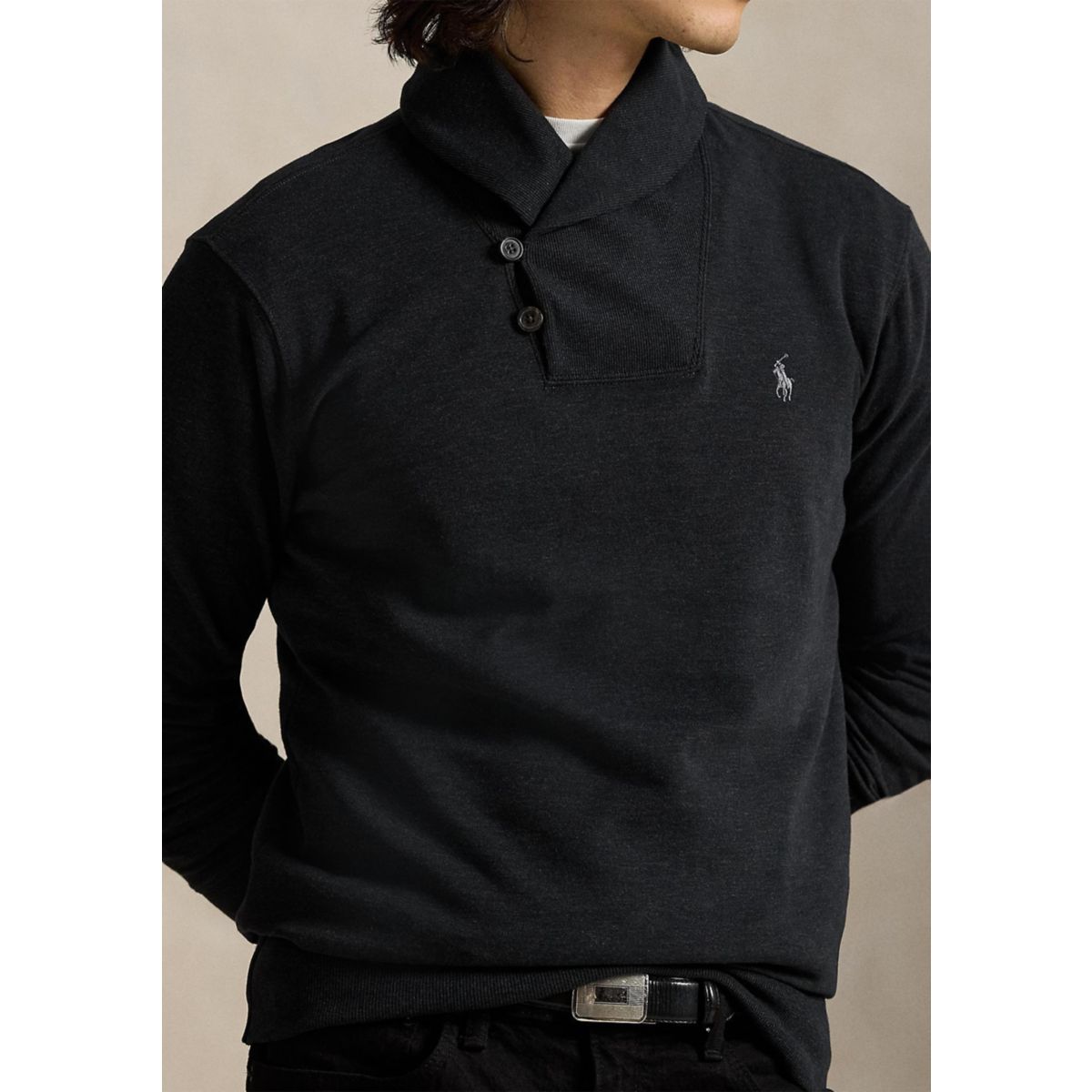 Luxury Jersey Shawl-Collar Pullover - 3