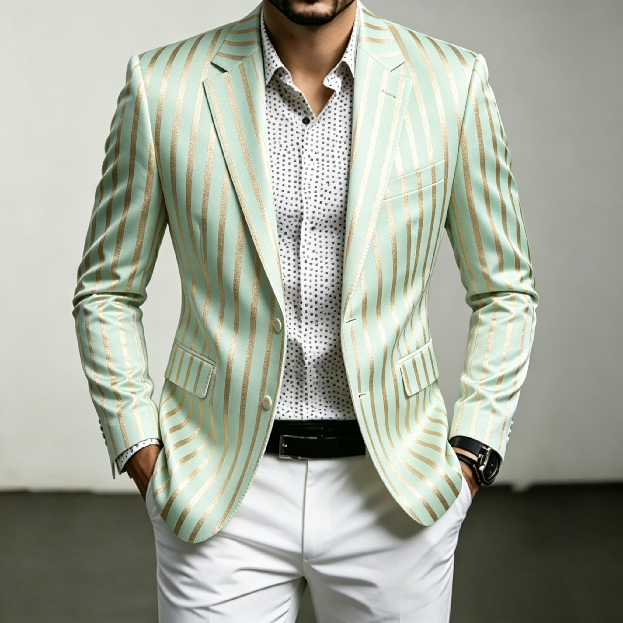 para hombre Gold-a rayas estampado saco