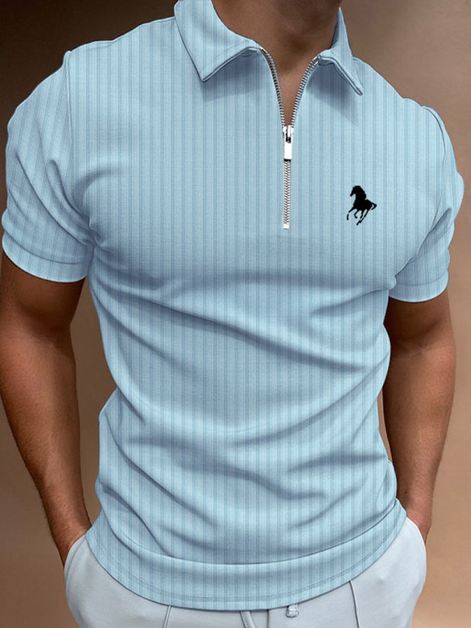 Camisa polo Horse estampado casual para hombre