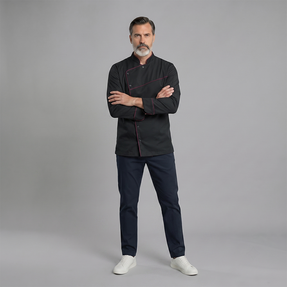 Camisa de vestir holgado-Fit de manga larga Multi-Button para hombre