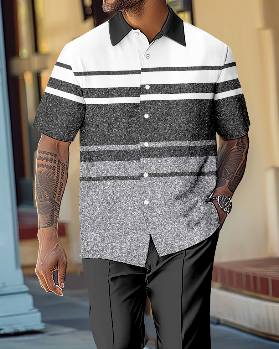 Camisa Gradient en bloques de color de manga corta Walking Suit 1114 para hombre
