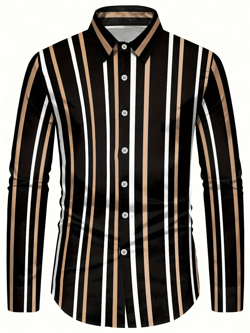 Camisa rayas estampado ejecutivo de manga larga para hombre