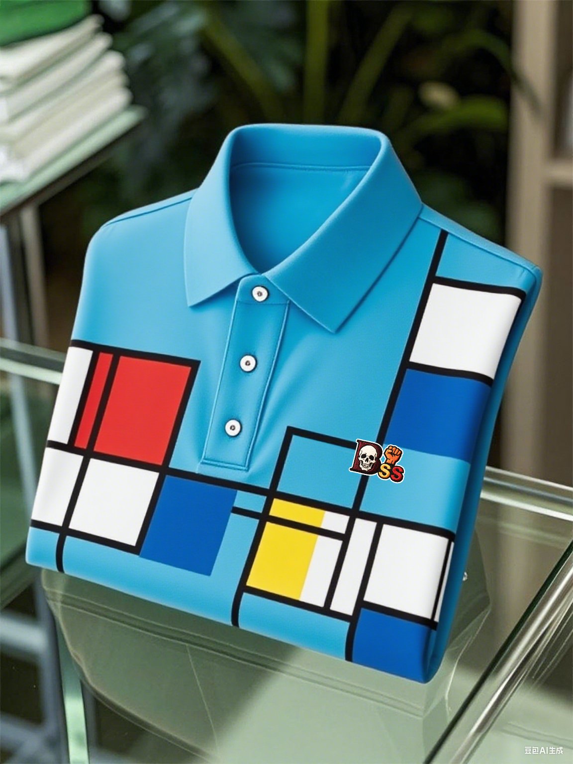 Camisa polo ejecutivo casual Artistic Button de manga corta para hombre