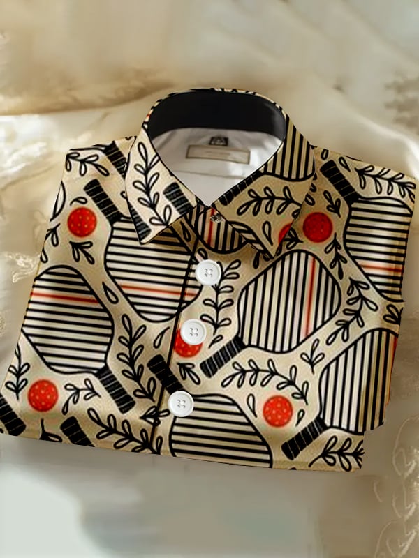 Camisa casual Pickleball estampado de manga corta