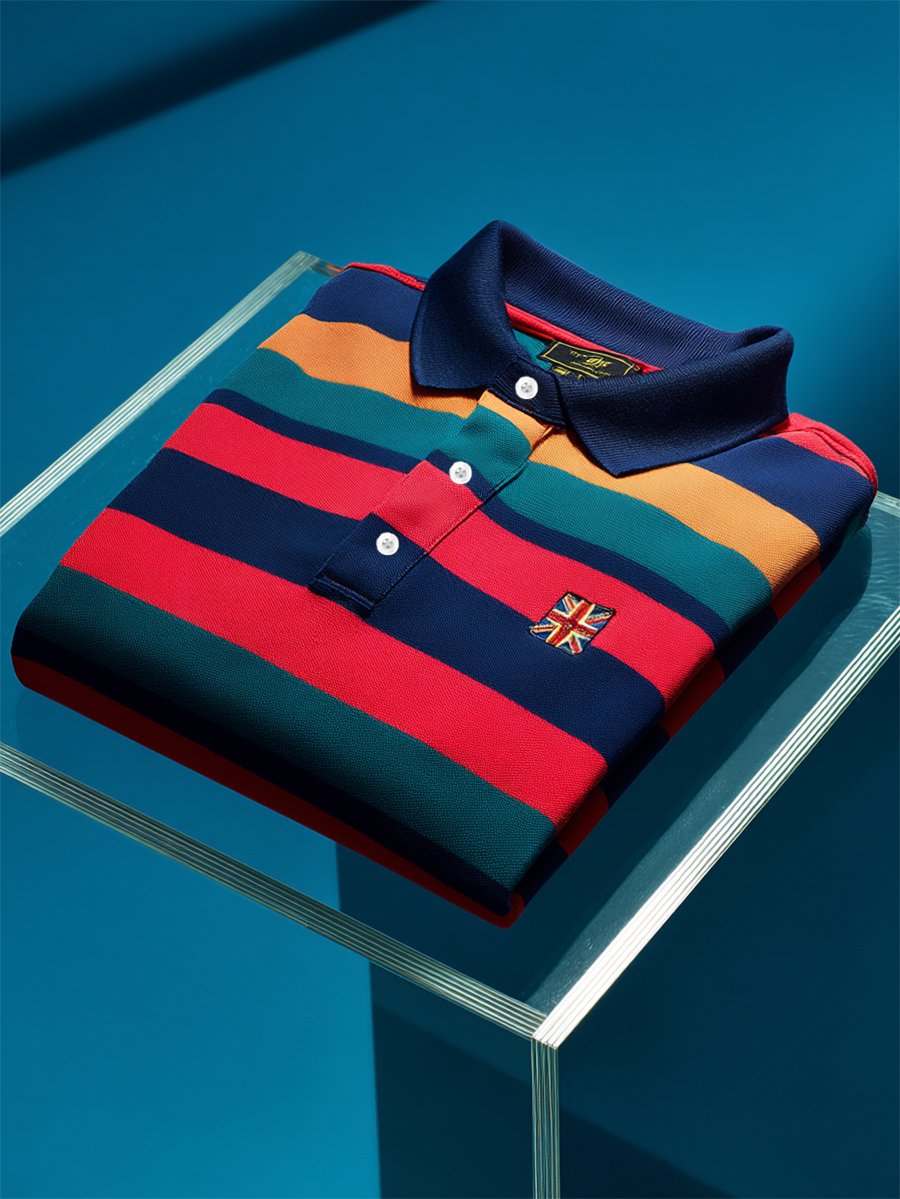Camisa polo ejecutivo casual Union Jack Button de manga corta para hombre