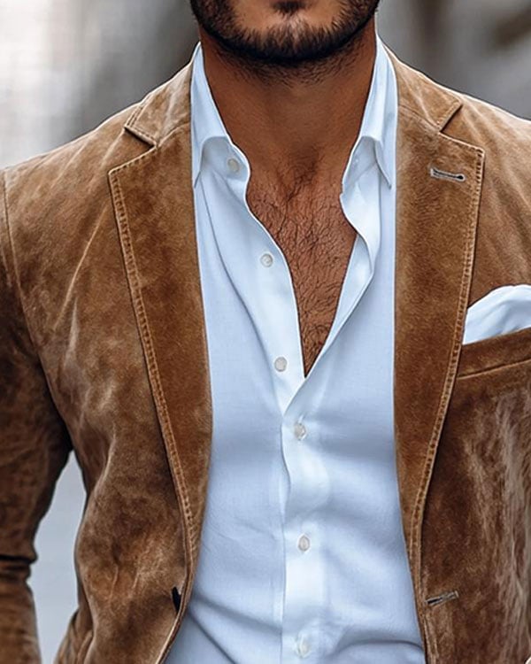 Ejecutivo casual Golden terciopelo Suit para hombre