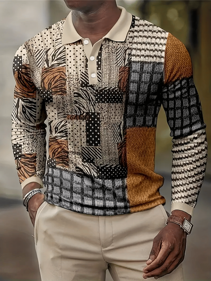 Ejecutivo casual a rayas con botones Polo para hombre