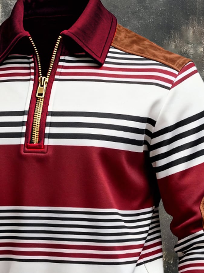 Sudadera retro en bloques de color estampado cierre para hombre