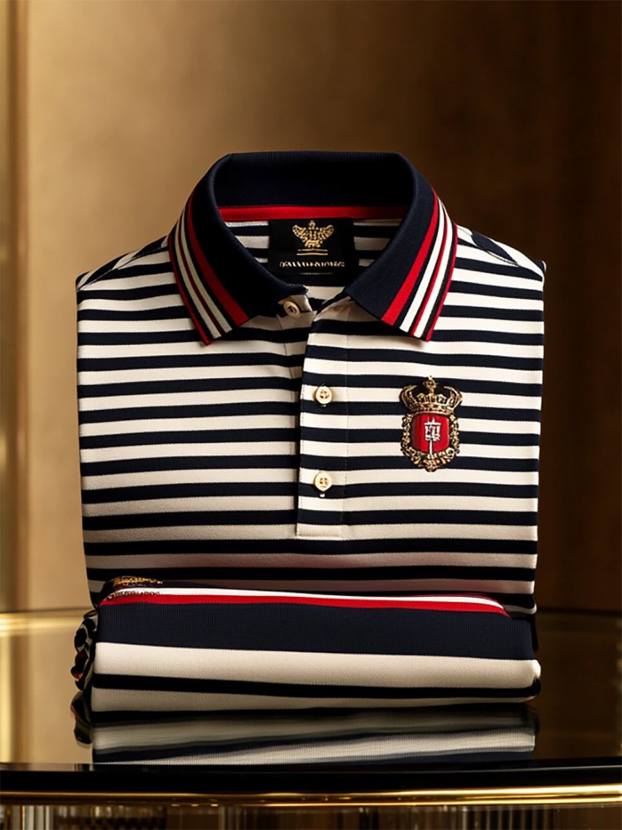 Camisa polo ejecutivo casual a rayas Button de manga corta para hombre
