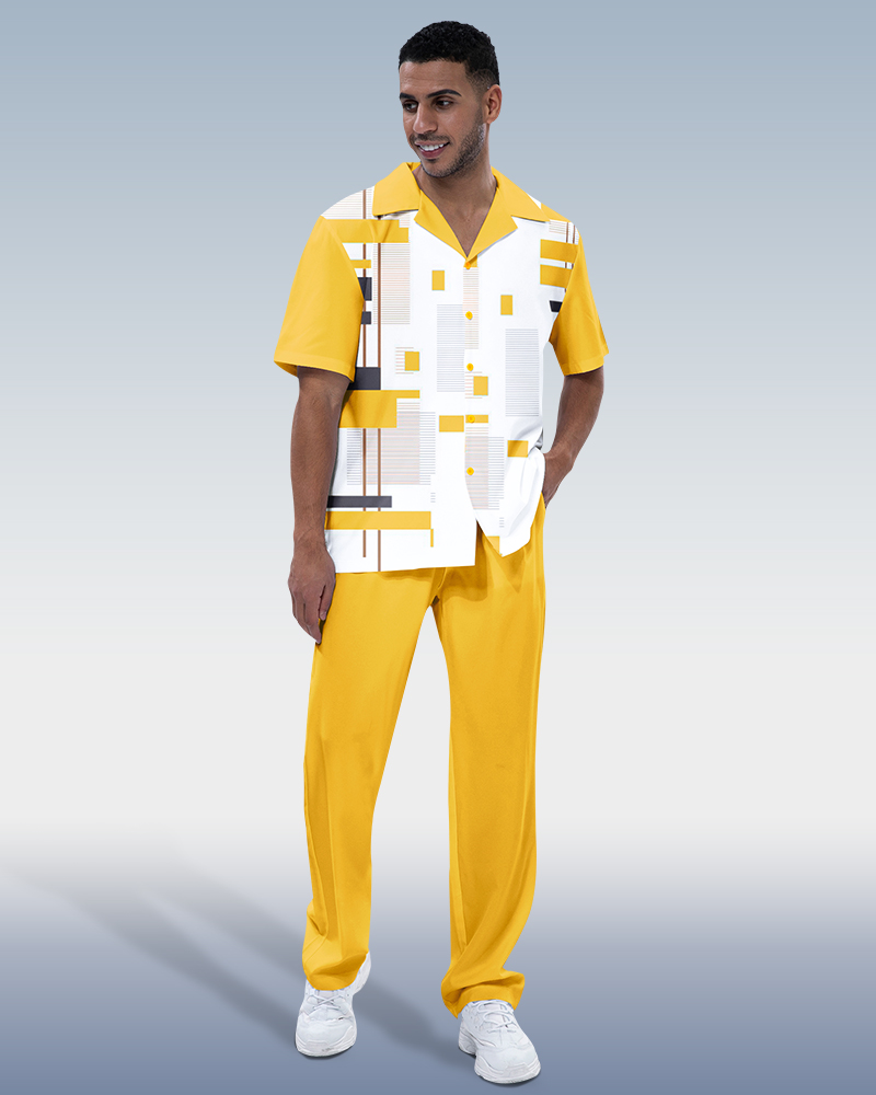Rianmond Walking Canary - de manga corta Two-Piece Lounge Suit para hombre