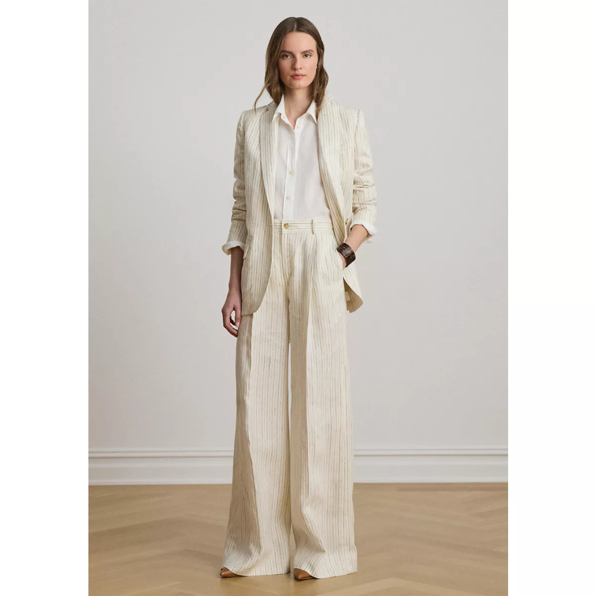 Pinstripe Linen Blazer - 3