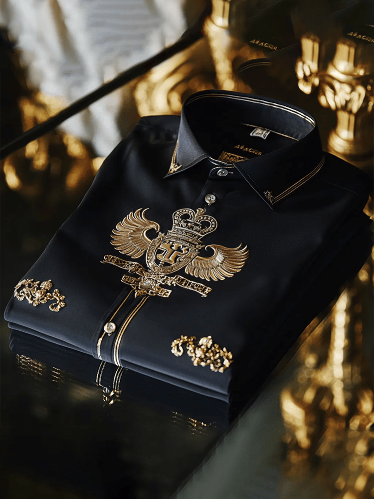Camisa satén Luxe de manga larga con botones para hombre