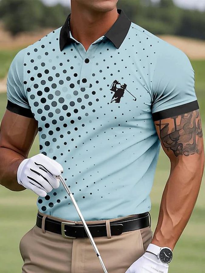 Casual ejecutivo a cuadros Contrast Color Polo para hombre