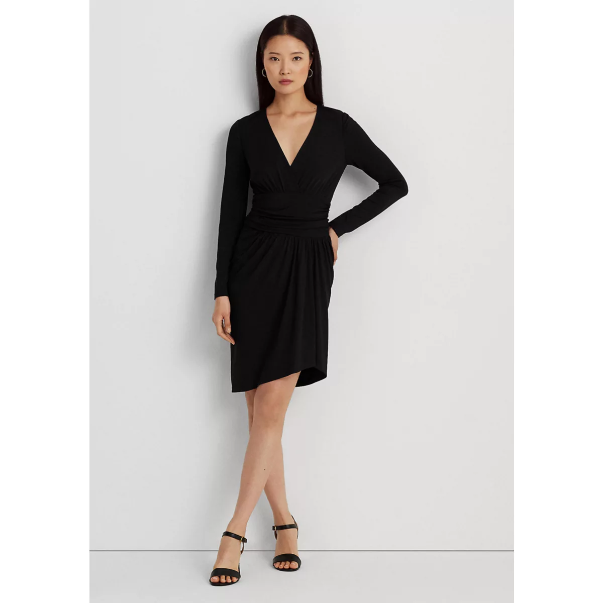 Ruched Stretch Jersey Surplice Dress - 1