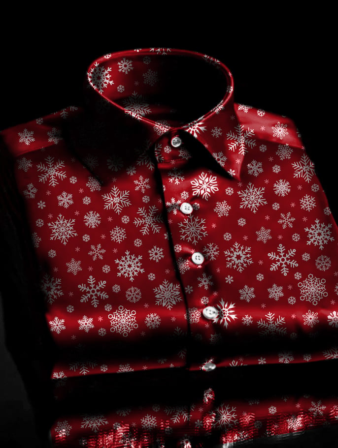 Satén ejecutivo Christmas camisas para hombre