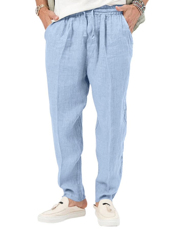 Pantalón de moda de color sólido holgado Lace-Up casual para hombre