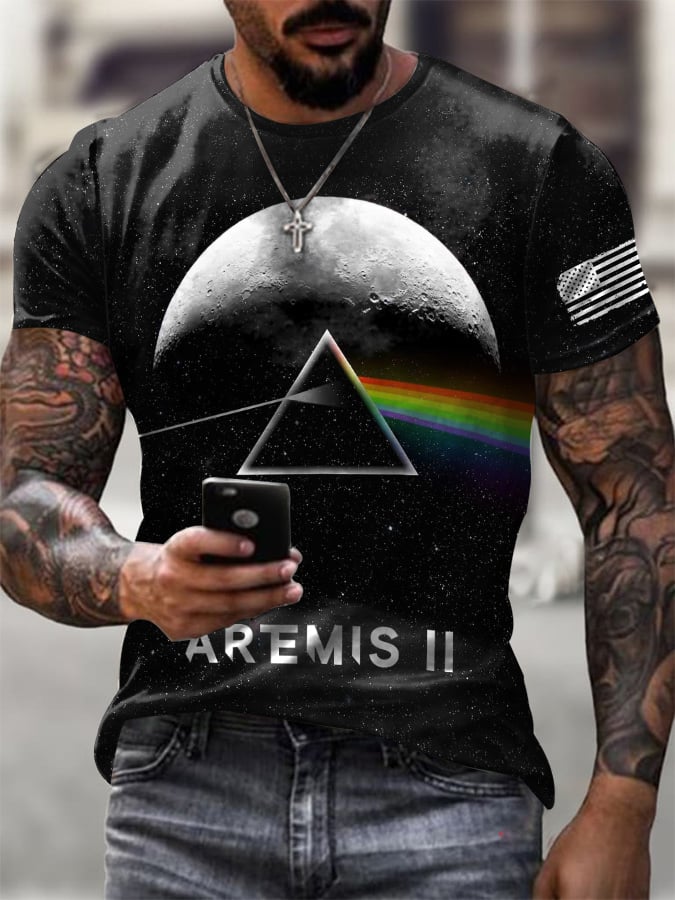 Camiseta retro Artemis II Dark Side Of The Moon estampado para hombre