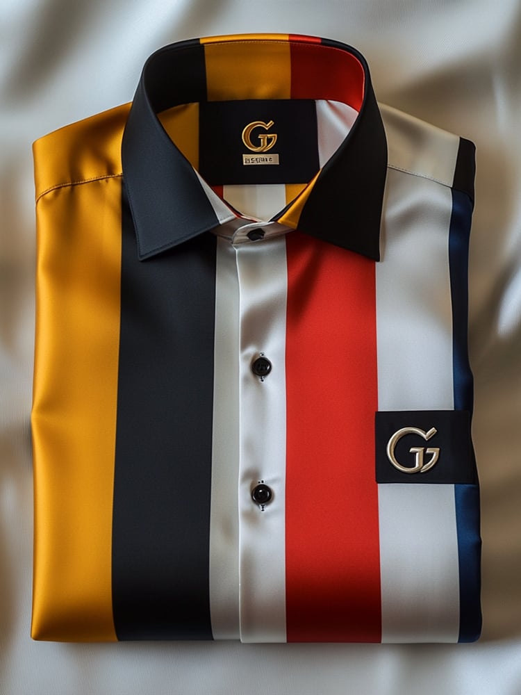 Camisa satén Luxe de manga larga con botones para hombre