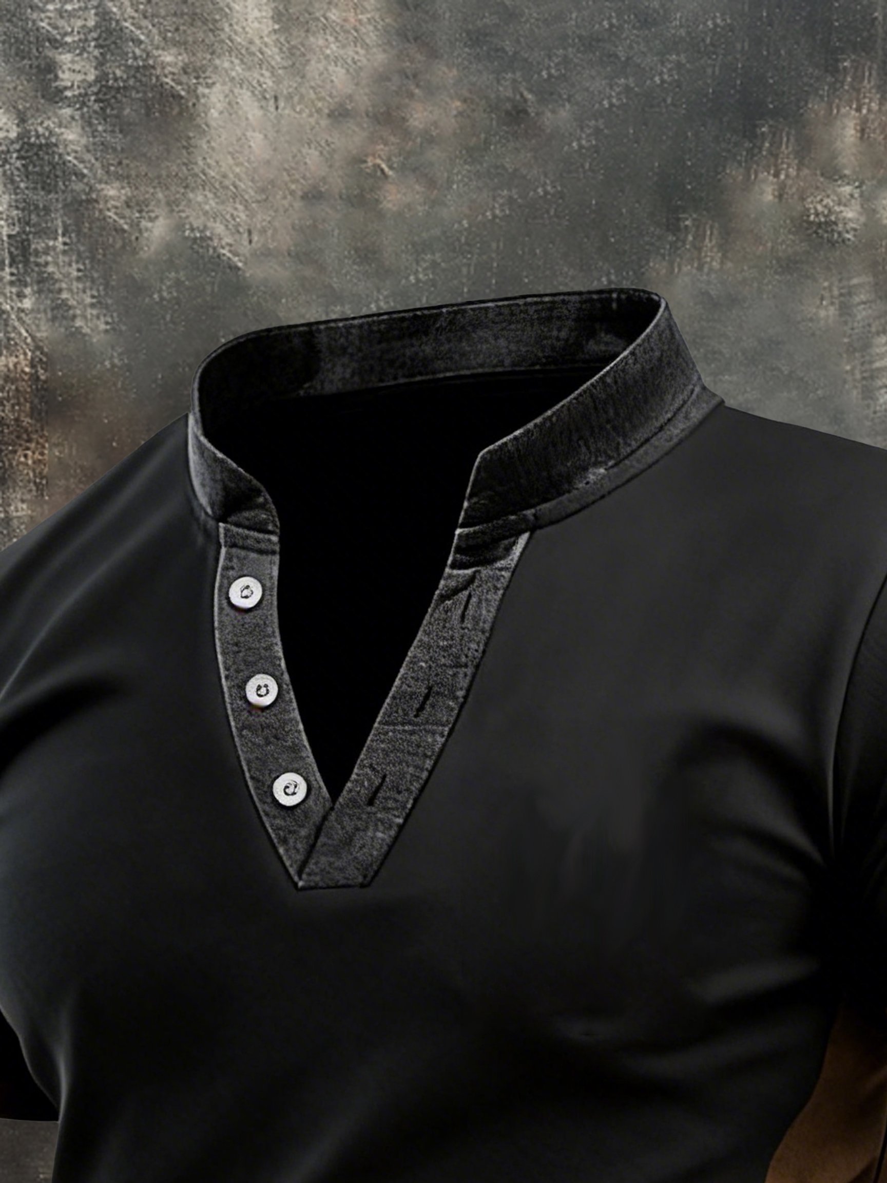 Camiseta retro Contrast Color Splicing V-Neck de manga corta para hombre