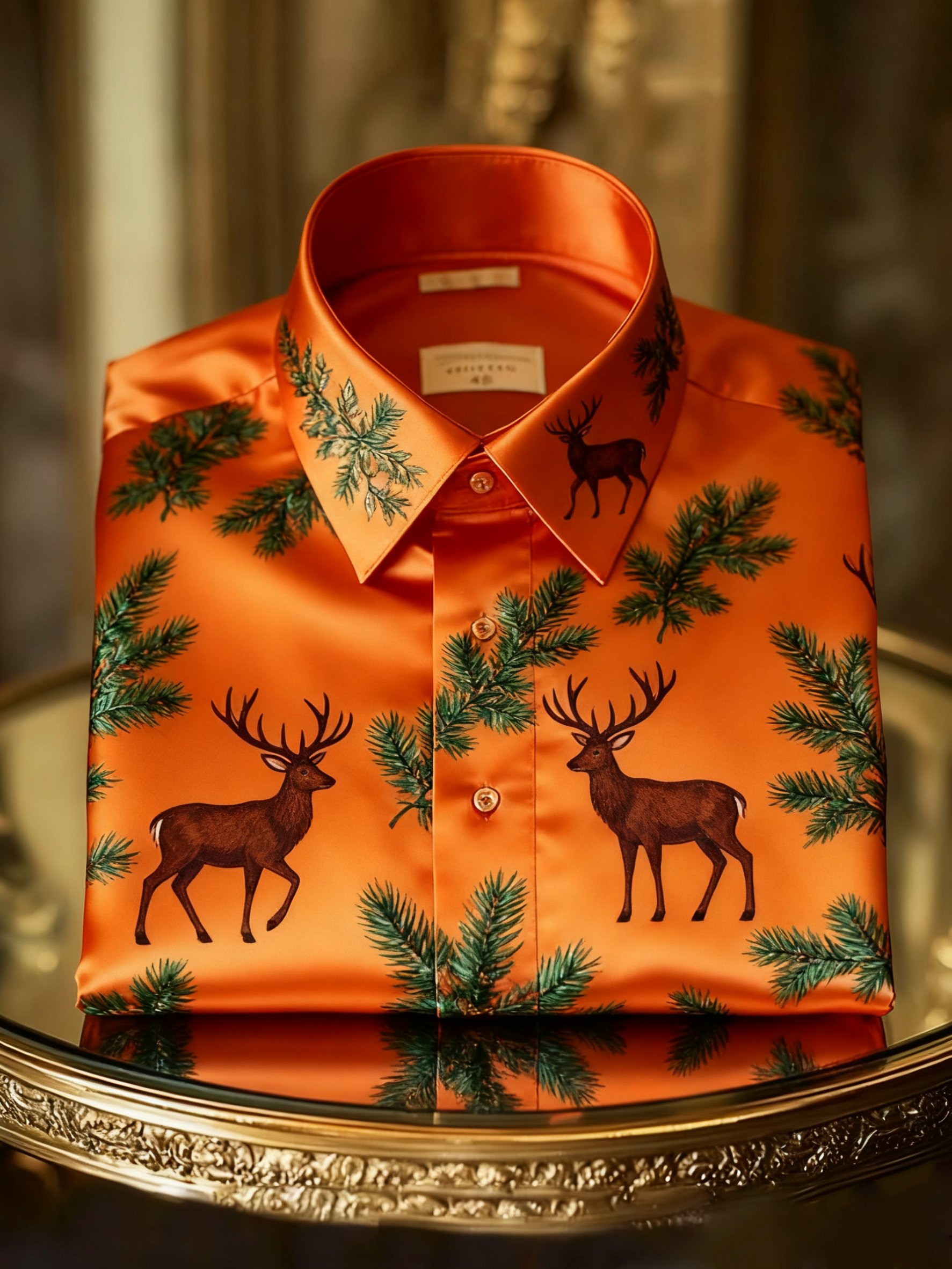 Camisa de lujo Christmas Party de manga larga con botones para hombre