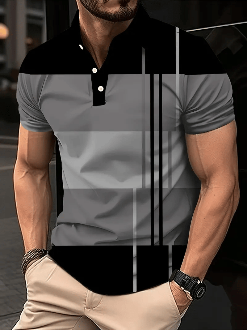 Ejecutivo casual a rayas con botones Polo para hombre