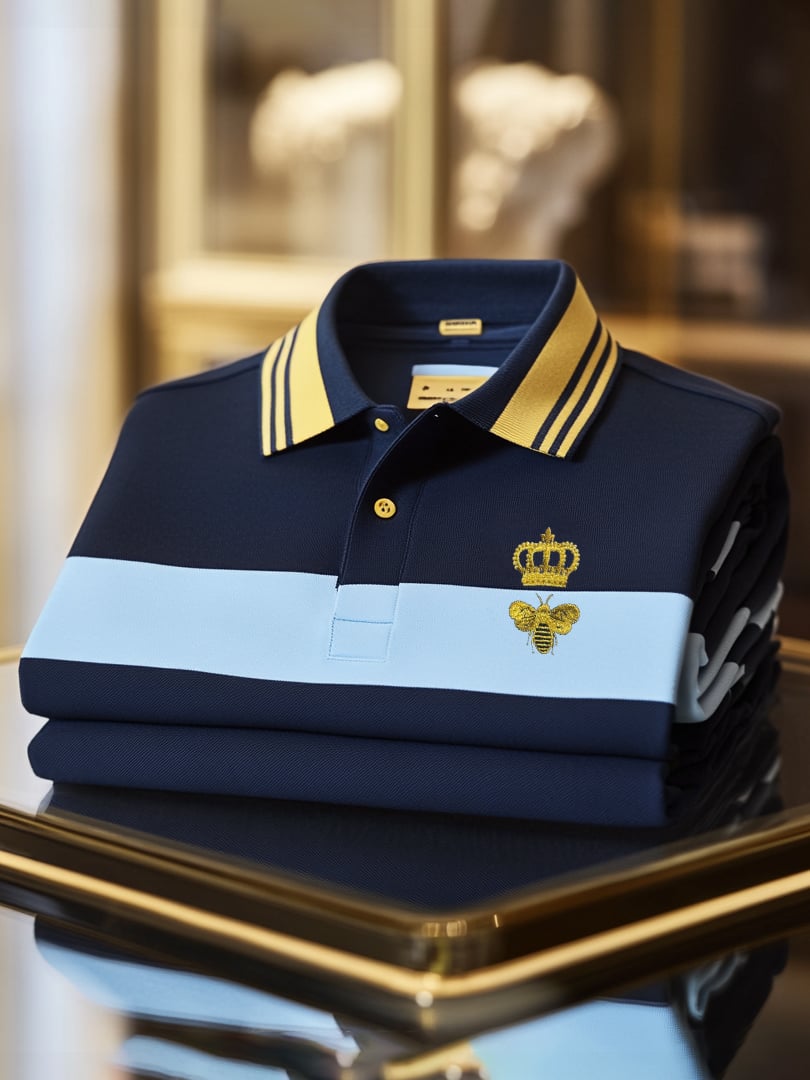 Camisa polo clásico ejecutivo Check Logo Button de manga corta para hombre