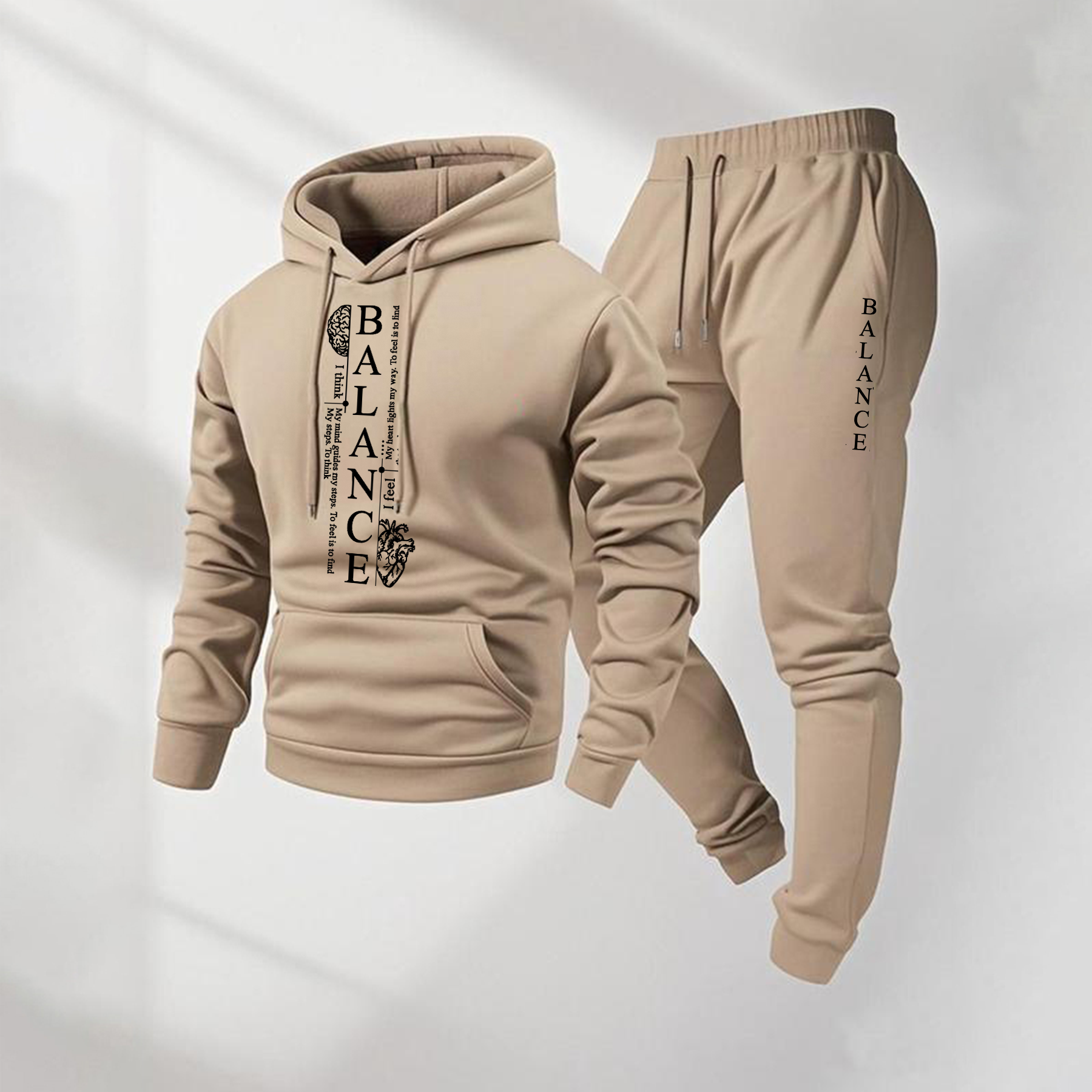 Sudadera con capucha Balance Letter Pattern estampado and Drawstring Sweatpantalón Set, Menswear, casual Athletic de manga larga Hooded chaqueta & Trousers for Fall & Winter, Clothing for para uso diario Wear, Sportswear Indoor para exterior, Tracksuit, Athleisure para hombre