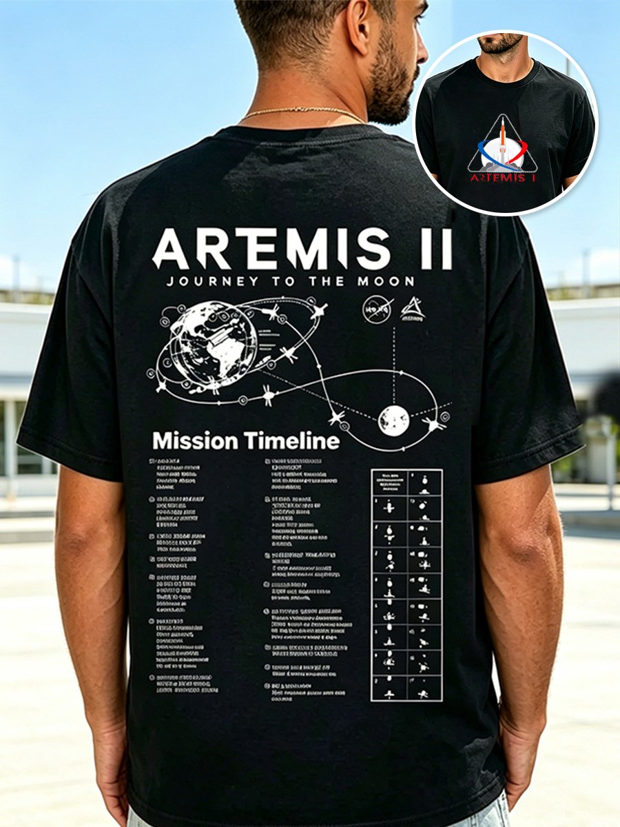 Camiseta Artemis II estampado casual para hombre