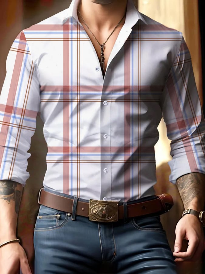 Casual ejecutivo Checkered Princamiseta para hombre