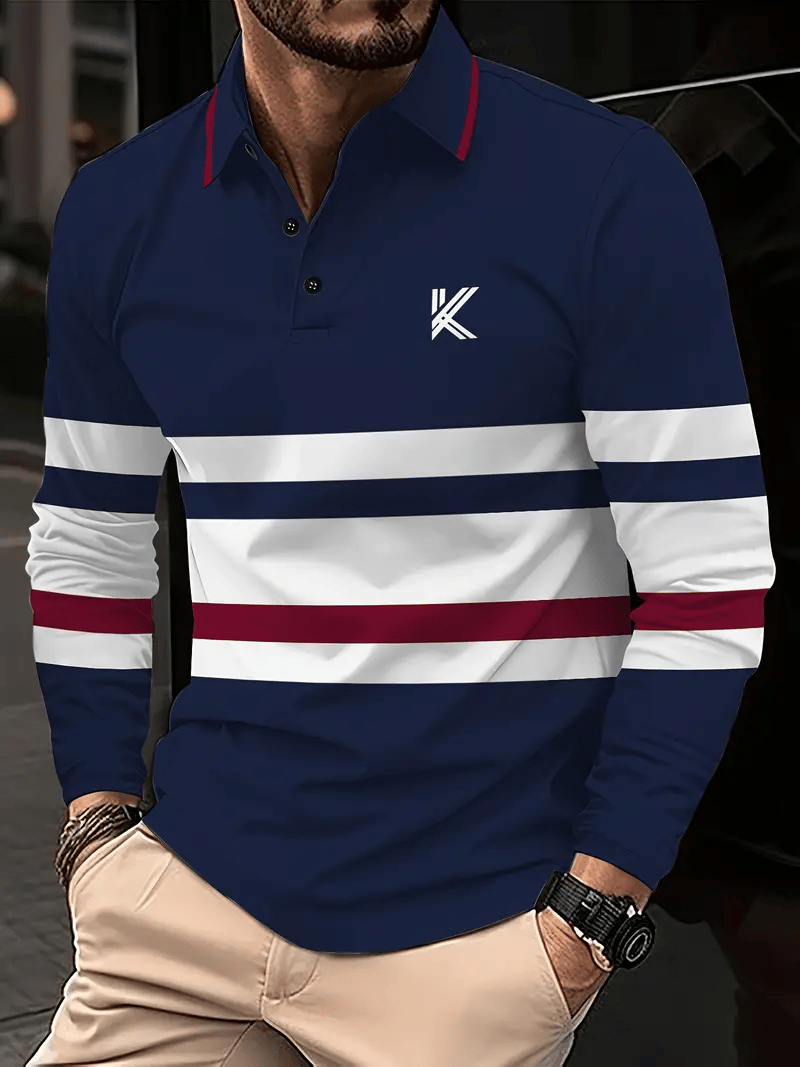 Camisa polo ejecutivo Light de lujo a rayas estampado solapa para hombre