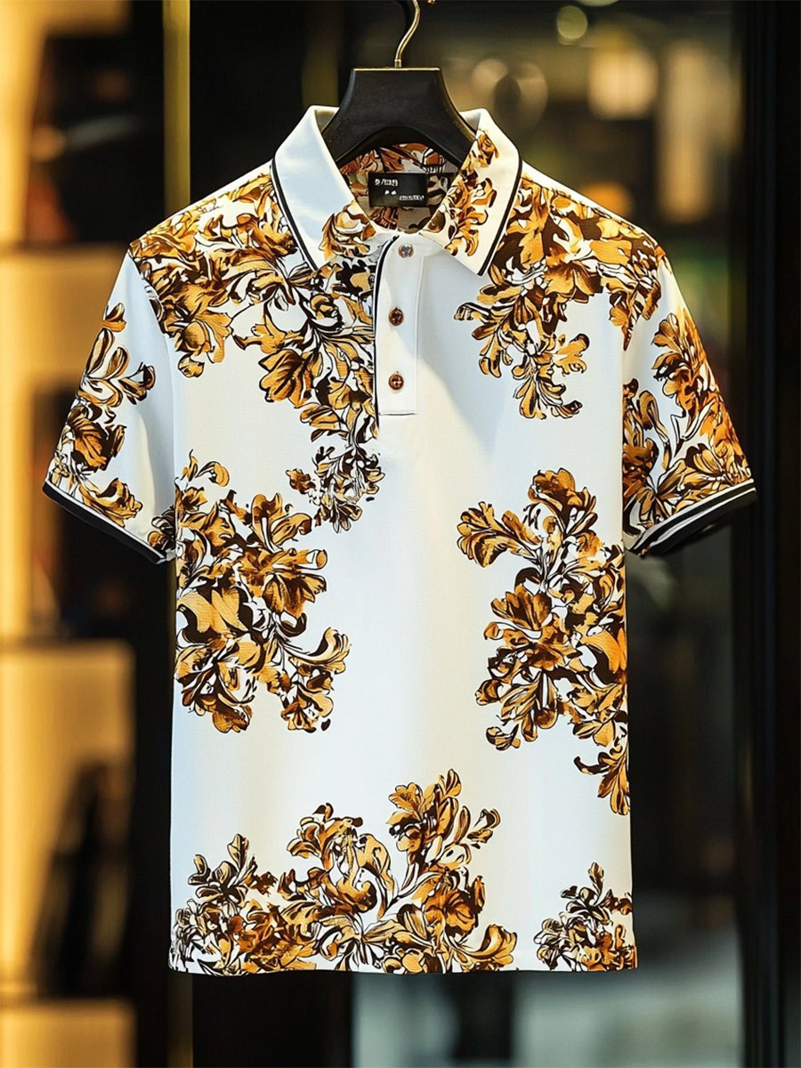 Camisa polo casual ejecutivo Palace Style Button de manga corta para hombre